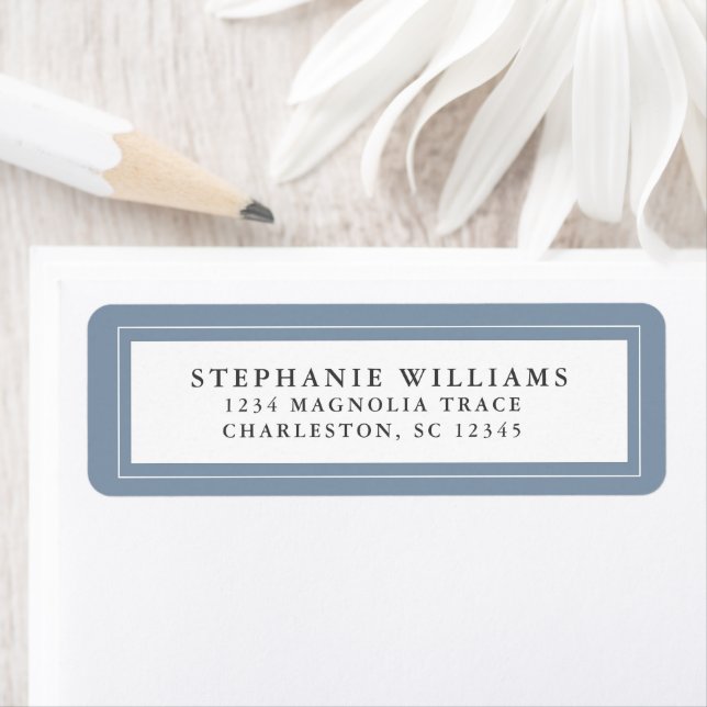 Elegant Wedding Calligraphy RSVP Dusty Blue Return Address Label (Insitu)