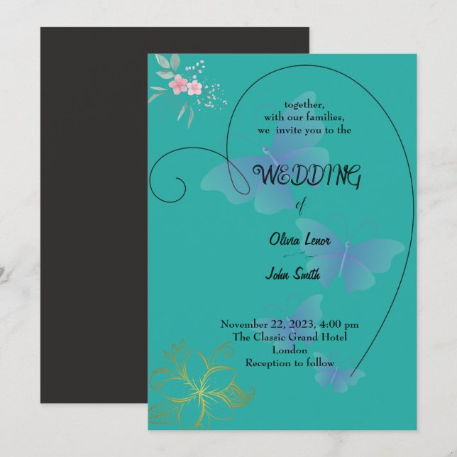Elegant wedding card design (Front/Back)