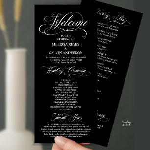 Elegant Wedding Ceremony Order, Black and White Program