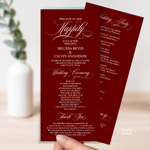 Elegant Wedding Ceremony Order, Classy Burgundy Program