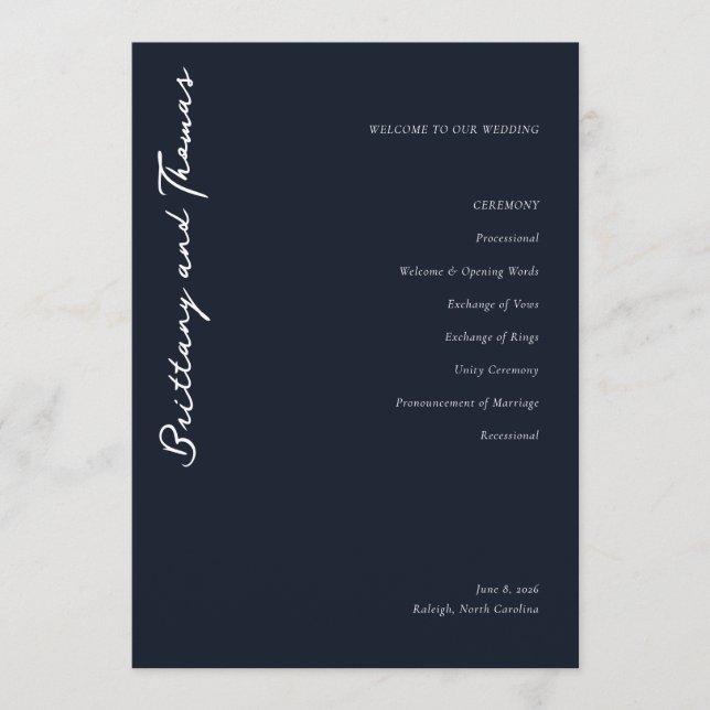 Elegant Wedding Ceremony Program (Front)