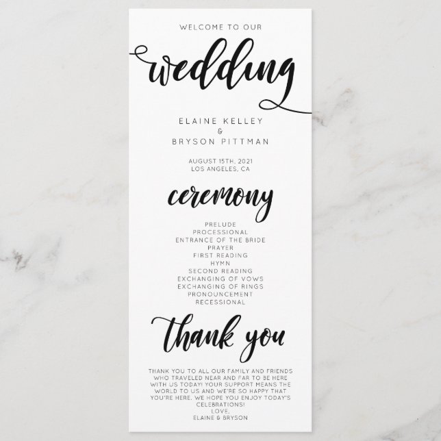 Elegant Wedding Ceremony Program (Front)