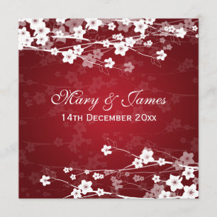Elegant Wedding Cherry Blossom Red Invitation