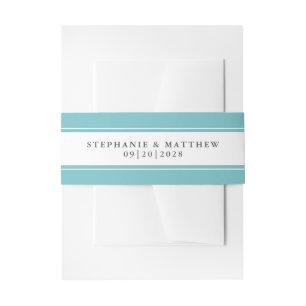 Elegant Wedding Chic Aqua Blue Green Border Invitation Belly Band