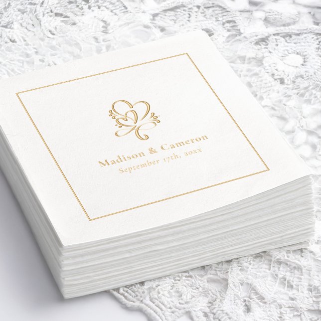 Elegant Wedding Chic Custom Gold Foil Napkins (Elegant Wedding Chic Custom Gold Foil Napkins)