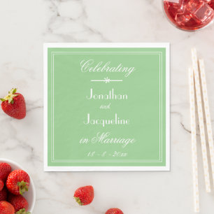 Elegant Wedding Chic Soft Mint Green & White Paper Napkin