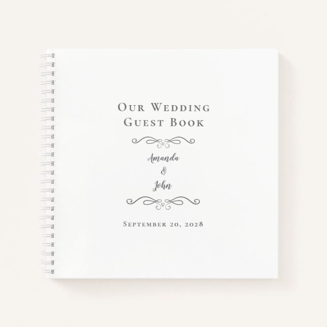 Elegant Wedding Classic Grey Budget Guest Book  (Front)
