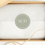 Elegant Wedding Classic Minimalist Monogram Green  Classic Round Sticker<br><div class="desc">This design features an elegant weddings sticker with a trendy,  typography,  script monogram and ampersand green favour stickers,  with a simple,  elegant,  minimalist style</div>