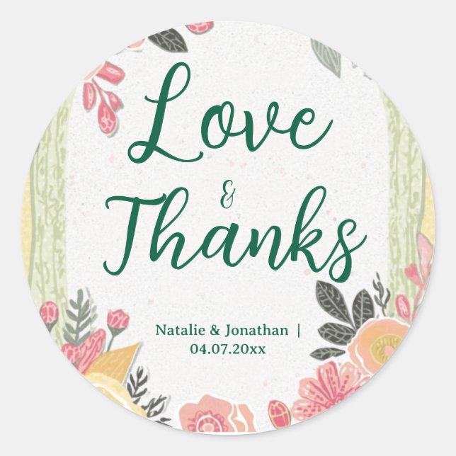 Elegant Wedding  Classic Round Sticker (Front)