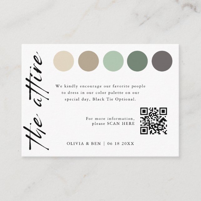 Elegant Wedding Colour Dress Code Insert  (Front)