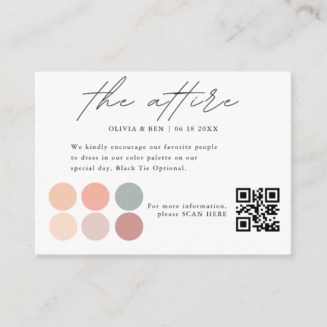 Elegant Wedding Colour Dress Code Insert  (Front)