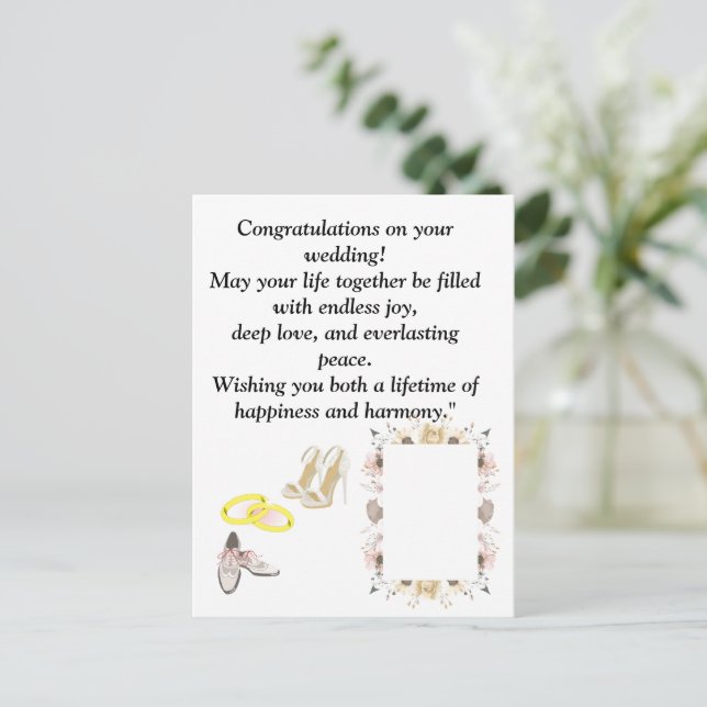 Elegant Wedding Congratulations Card | Romantic Fl (Standing Front)