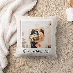 Elegant wedding couple photo cushion