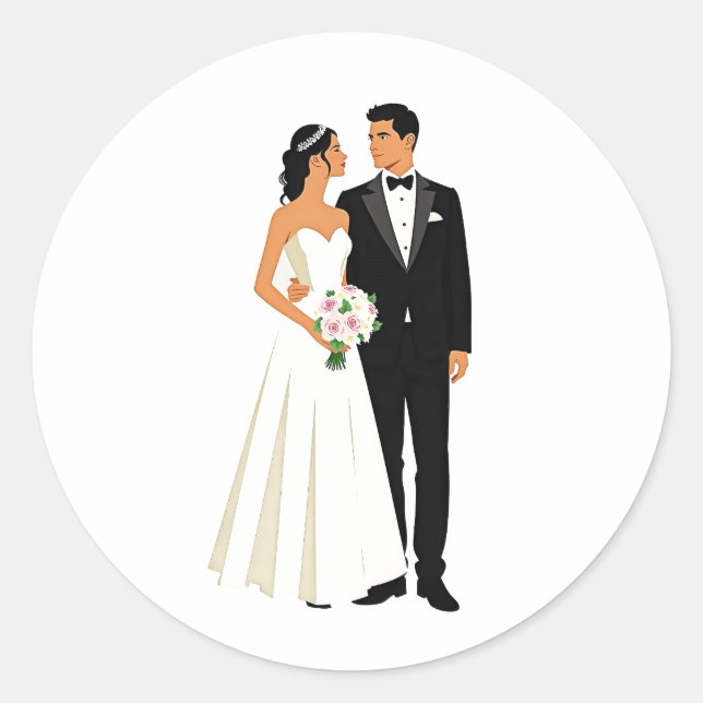 Elegant Wedding Couple Sticker (Front)