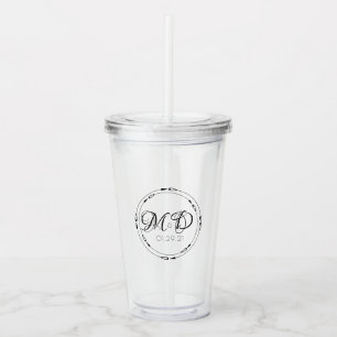Elegant Wedding Couples Arrow Circular Anniversary Acrylic Tumbler