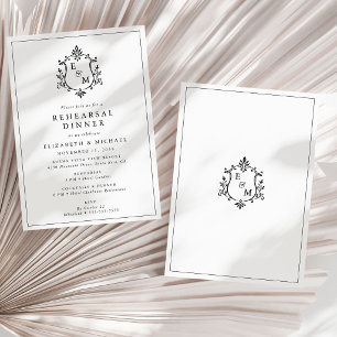 Elegant Wedding Crest Monogram Rehearsal Dinner Invitation