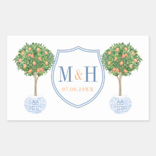 Elegant Wedding Crest Monogram Thank You Favour Rectangular Sticker