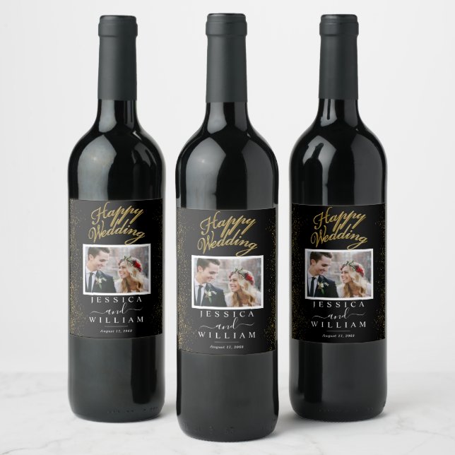 Elegant Wedding Custom Photo Wine Label (Bottles)