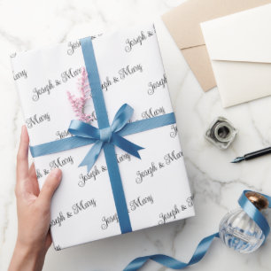 Elegant Wedding Customisable Couple's Names Gift Wrapping Paper