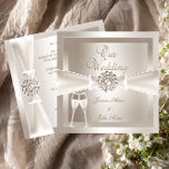 Elegant Wedding Damask Cream White Champagne Invitation<br><div class="desc">Champagne Elegant Wedding Damask Cream White Silver Bow Images Set Elegant Wedding Bow Invitations traditional wedding Wedding Sets  PLEASE NOTE Bows are Images. Not suitable for Silver paper!!</div>
