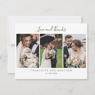 Elegant Wedding Day Photo Collage Thank You Card