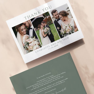 Elegant Wedding Day Photo Collage Thank You Card