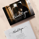 Elegant Wedding Day Photo Hand-Lettered Thank You Card<br><div class="desc">A great and thoughtful way to thank your friends,  family,  and coworkers who graced you with their presence on your wedding day with this modern minimalist photo thank you cards with script hand lettered "thank you" and a love heart.</div>