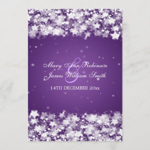 Elegant Wedding Dazzling Stars Purple Invitation