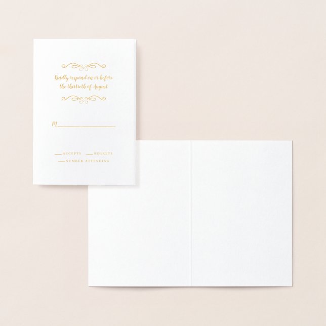 Elegant Wedding Delicate Classic Minimalist  Gold  Foil Card (Display)