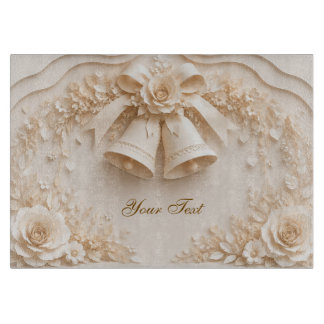 Elegant wedding design with bells and roses cutting board
