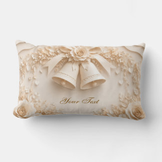 Elegant wedding design with bells and roses lumbar cushion