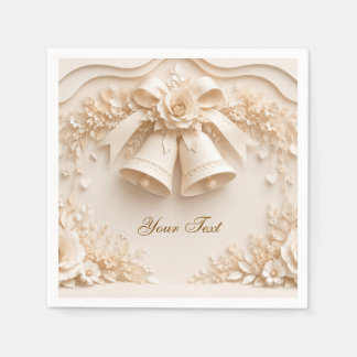 Elegant wedding design with bells and roses napkin