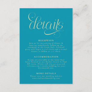Elegant Wedding Details Aqua Blue Enclosure Card