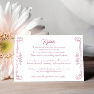 Elegant Wedding Details Card – Green Rose Filigree