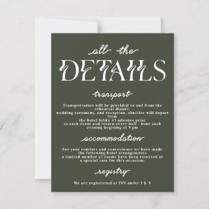 Elegant Wedding Details Card Modern Typography