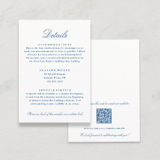 Elegant Wedding Details Hotel Info QR code Enclosure Card