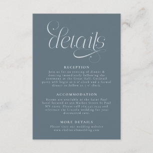Elegant Wedding Details Slate Blue Enclosure Card