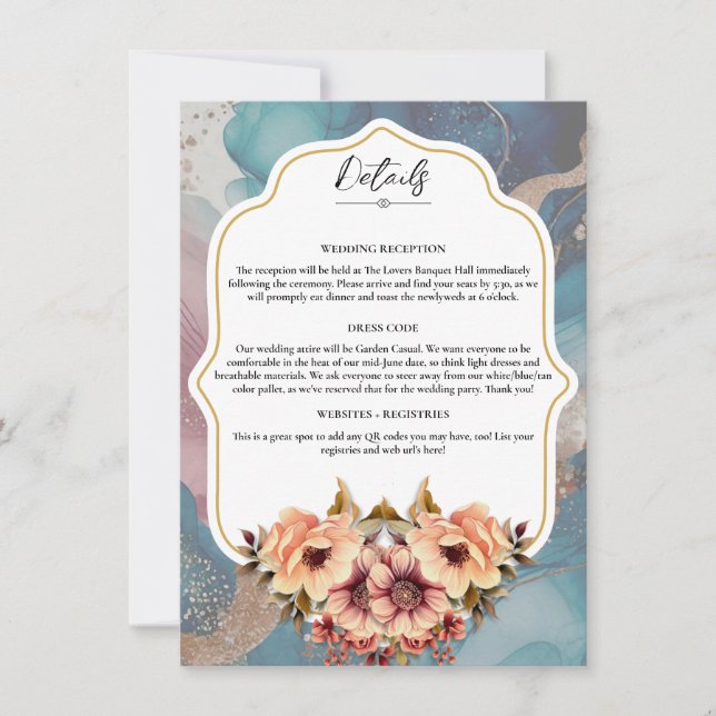 Elegant Wedding Details Slip - Editable Template (Front)