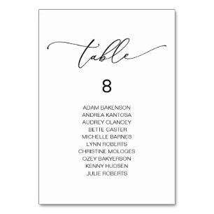 Elegant Wedding Dinner, Guests Seating Chart Table Number