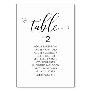 Elegant Wedding Dinner, Guests Seating Chart Table Table Number