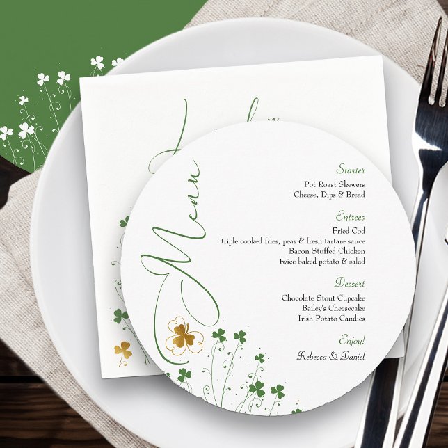 Elegant Wedding Dinner Shamrock Wildflower Irish Menu (Wedding Menu 
from my Shamrock Wildflower Collection)
