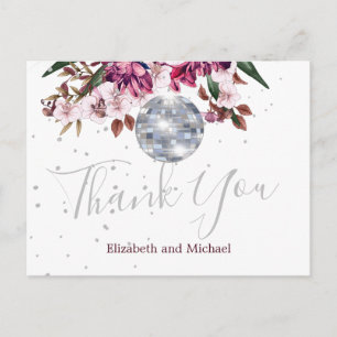 Elegant Wedding Disco  Silver Thank You Postcard