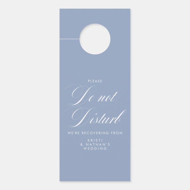 Elegant Wedding Do Not Disturb Dusty Blue Door Hanger (Front)