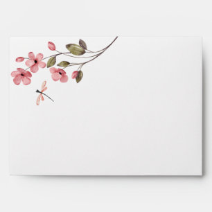 Elegant Wedding Dragonfly Dusty Pink Wildflower  Envelope