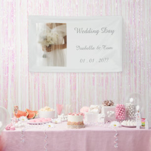 Elegant Wedding Dress and Veil Announcement Banner