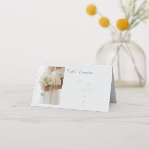 Elegant Wedding Dress and Veil Stationery Place Card