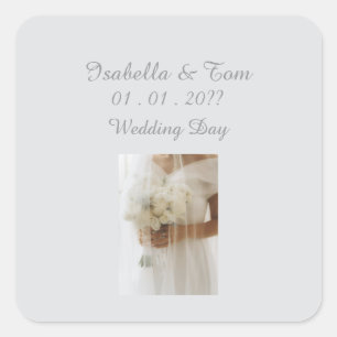 Elegant Wedding Dress and Veil Stationery Square Sticker