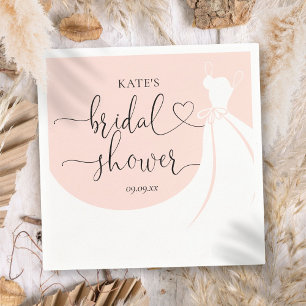 Elegant Wedding Dress Blush Pink Bridal Shower Napkin