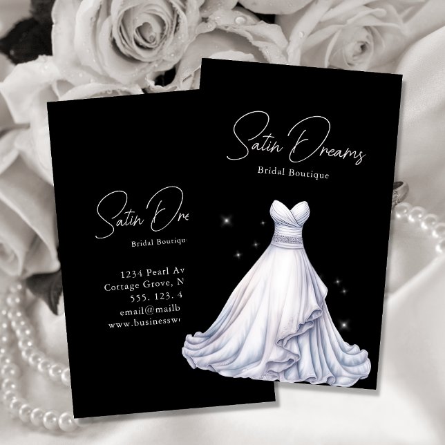 Elegant Wedding Dress Bridal Boutique Shop Business Card (Creator Uploaded)