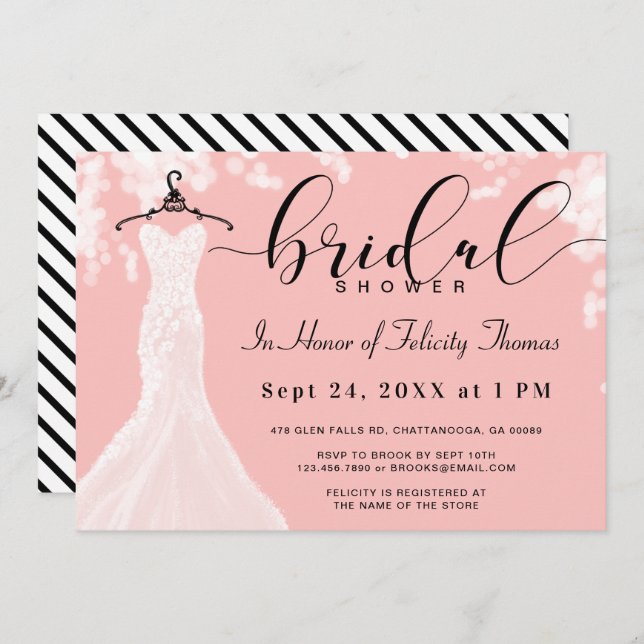 Elegant Wedding Dress Bridal Shower Invitation (Front/Back)